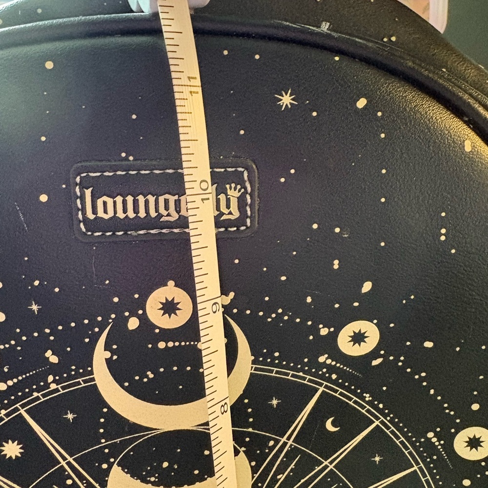 Loungefly Black Faux Leather Moon Phase Mini Backpack with Gold Print - Picture 6 of 6